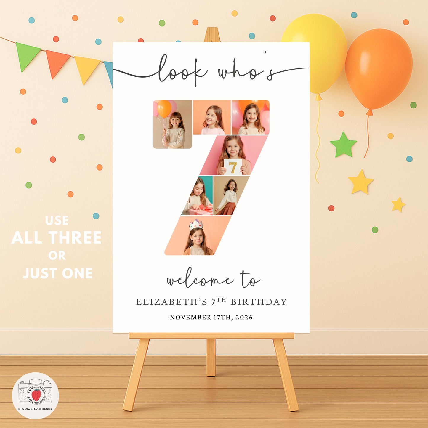 Custom number 7 photo collage template