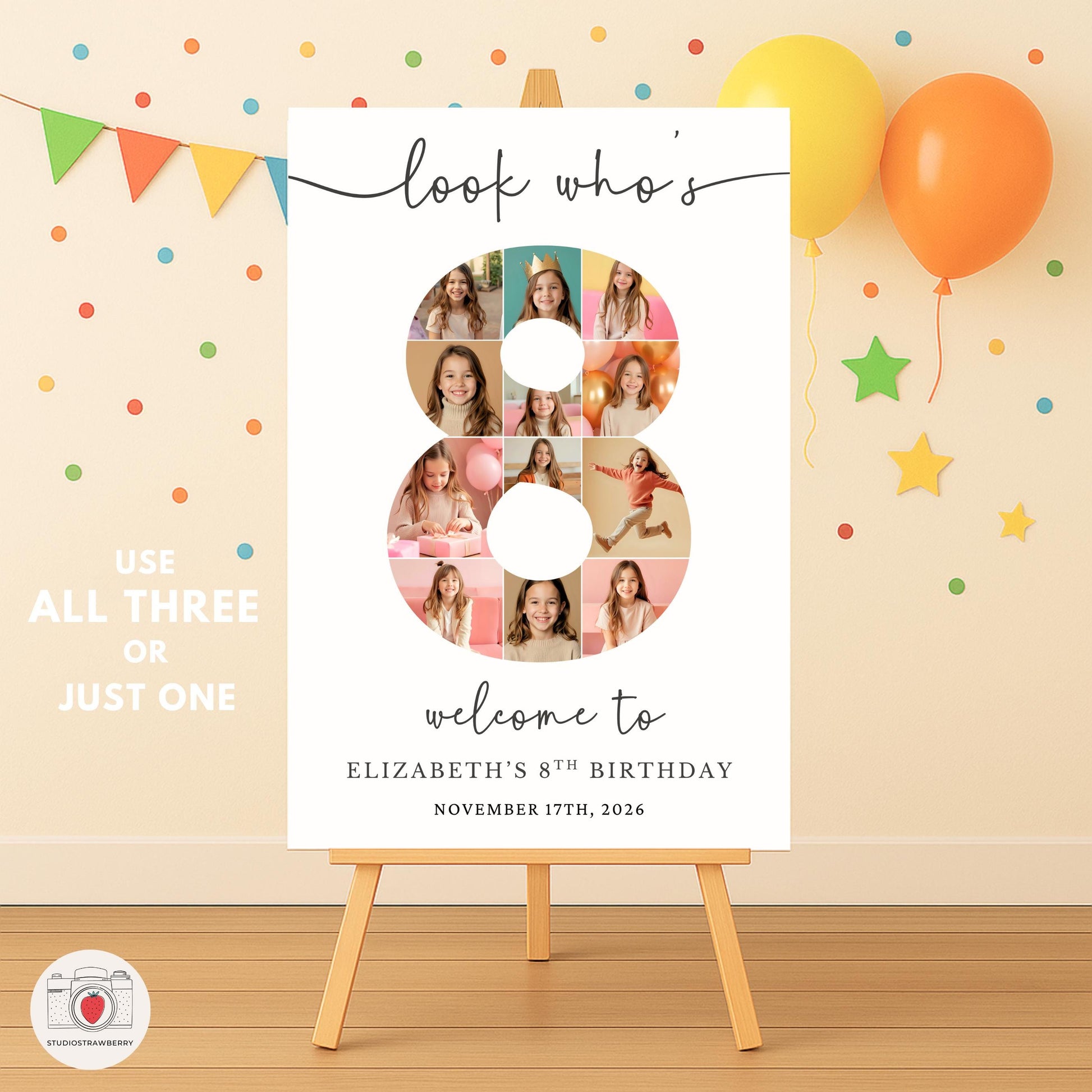 Customizable Canva birthday sign for kids