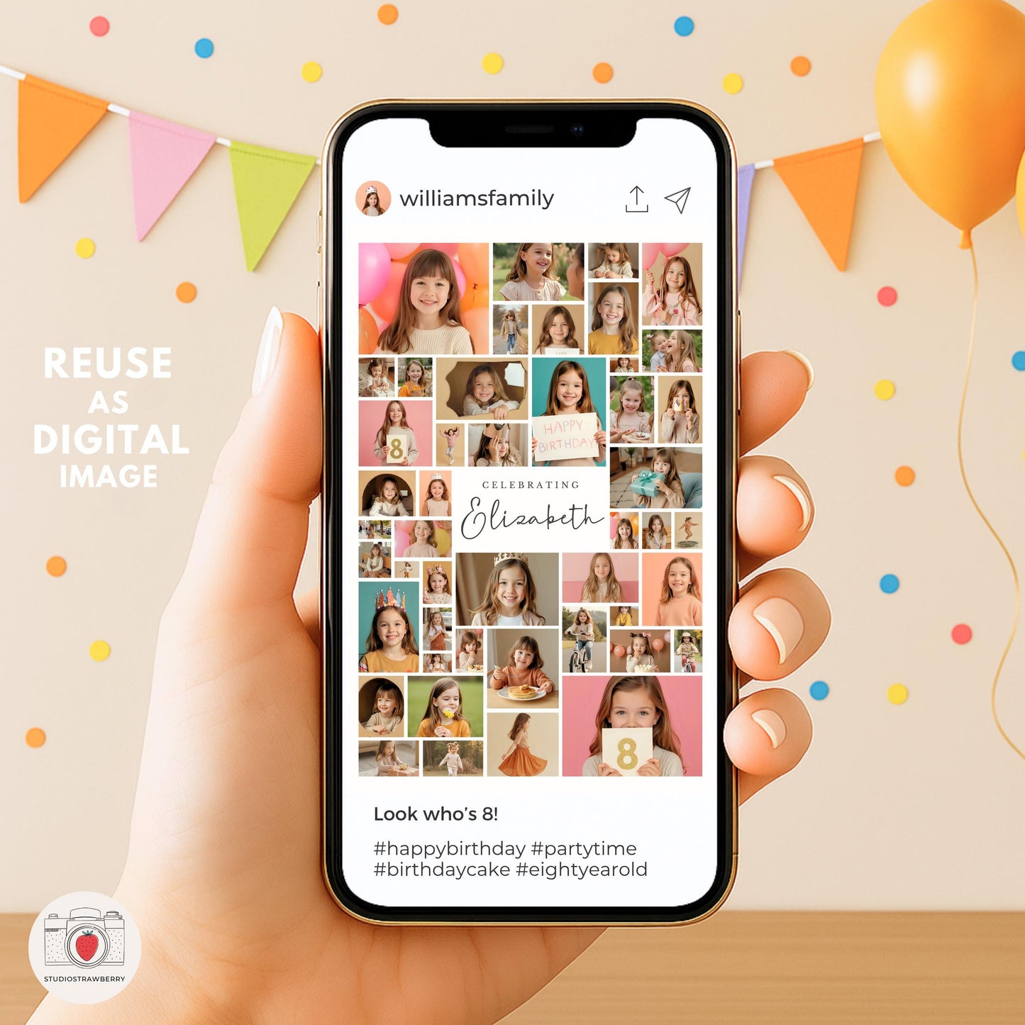 Canva template for 8 year old birthday collage