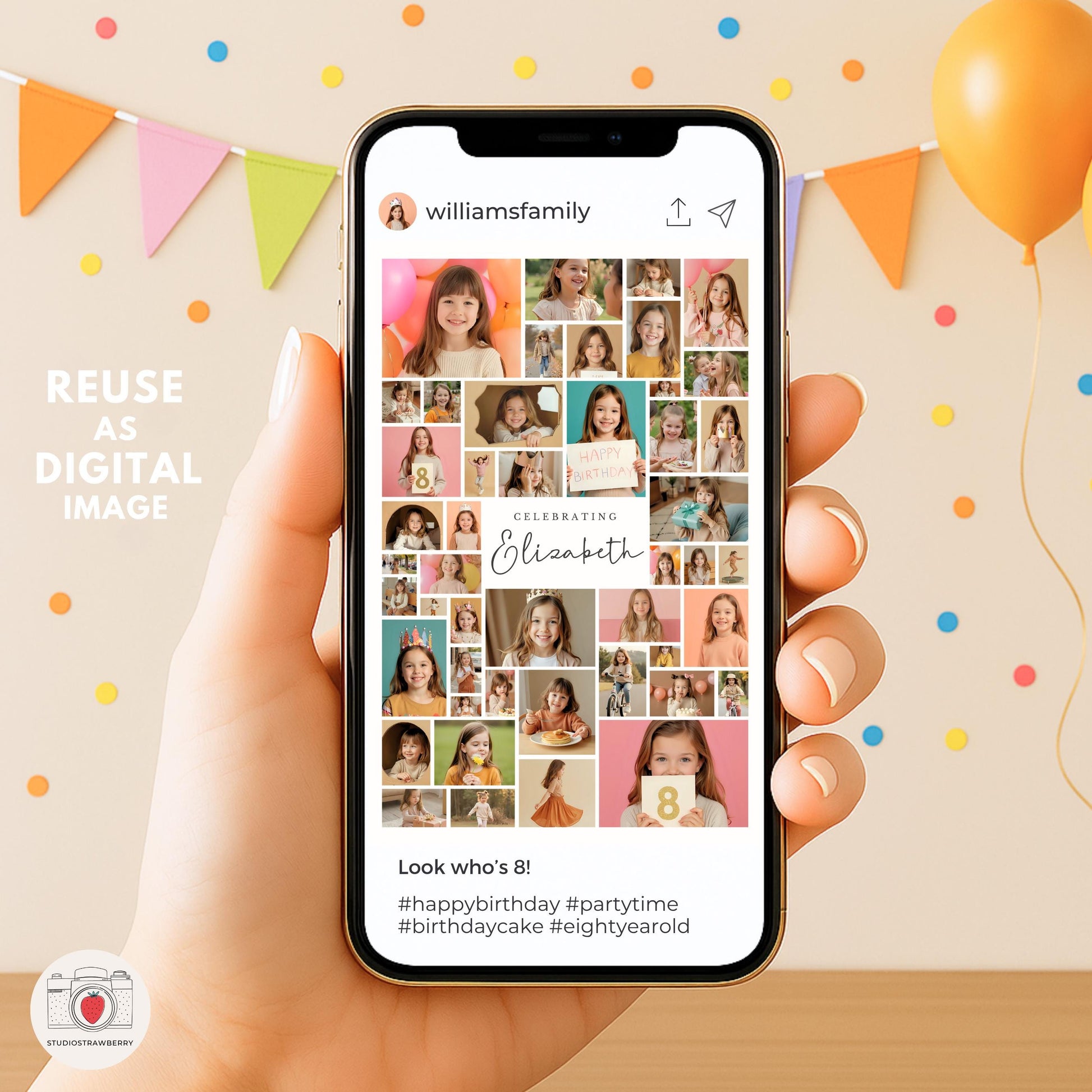 Canva template for 8 year old birthday collage