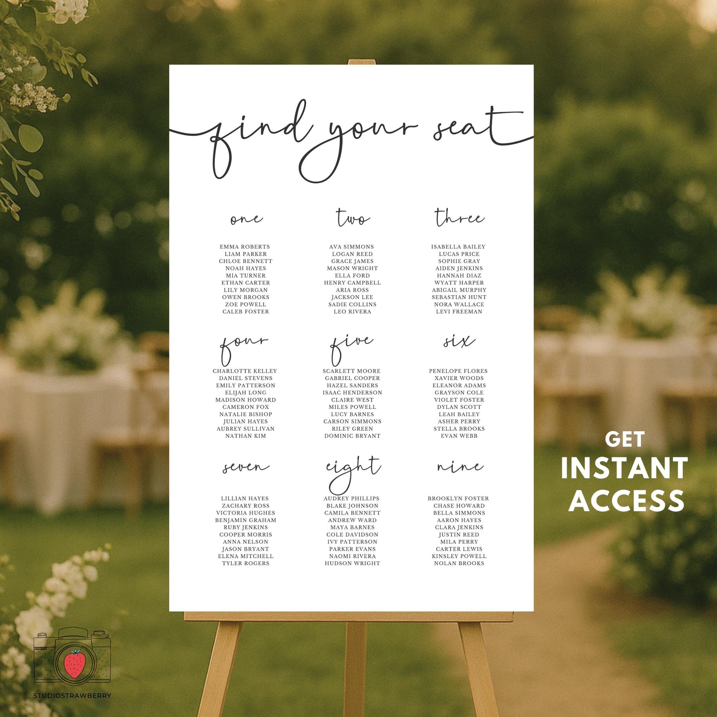 Beginner-friendly Canva wedding seating plan sign template