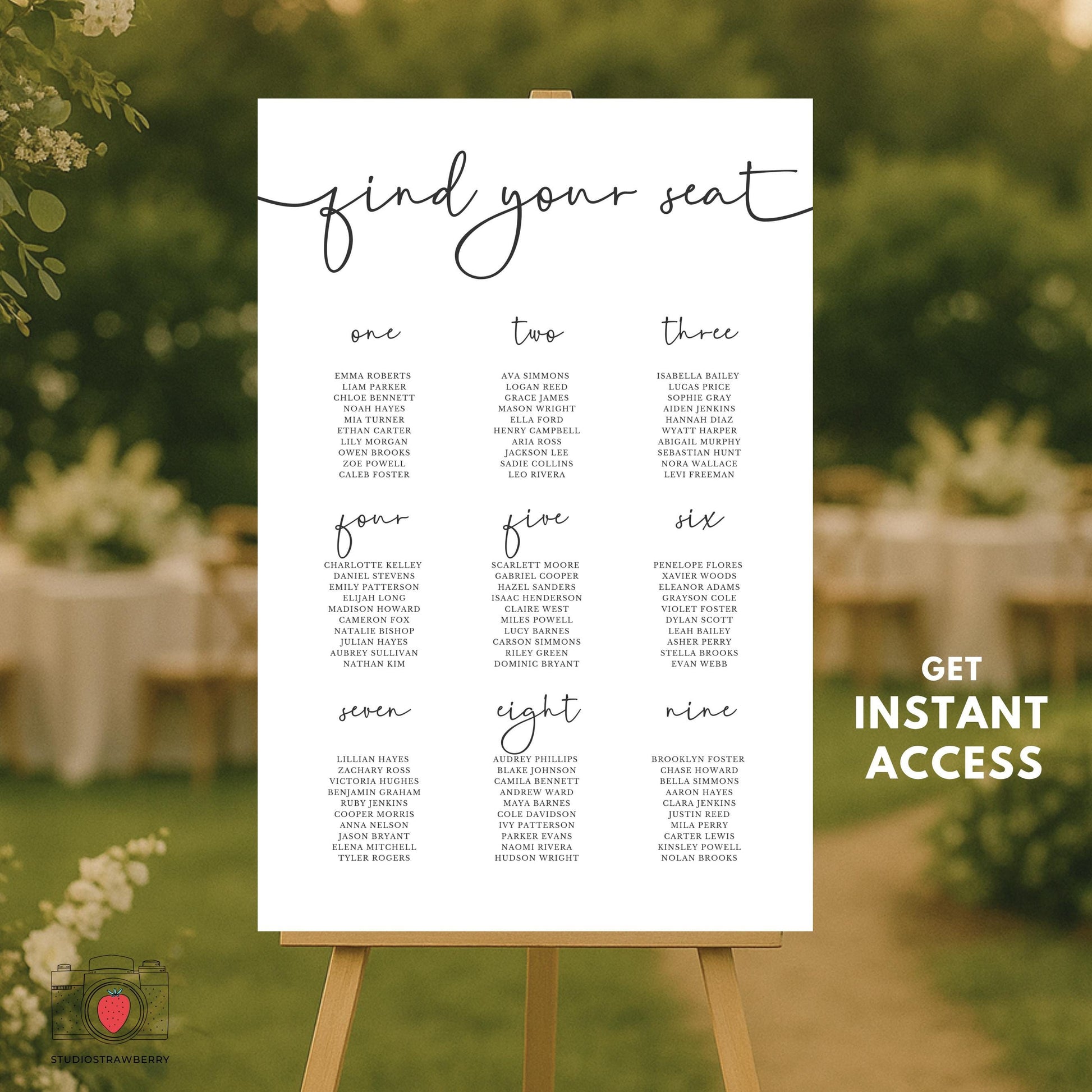 Beginner-friendly Canva wedding seating plan sign template