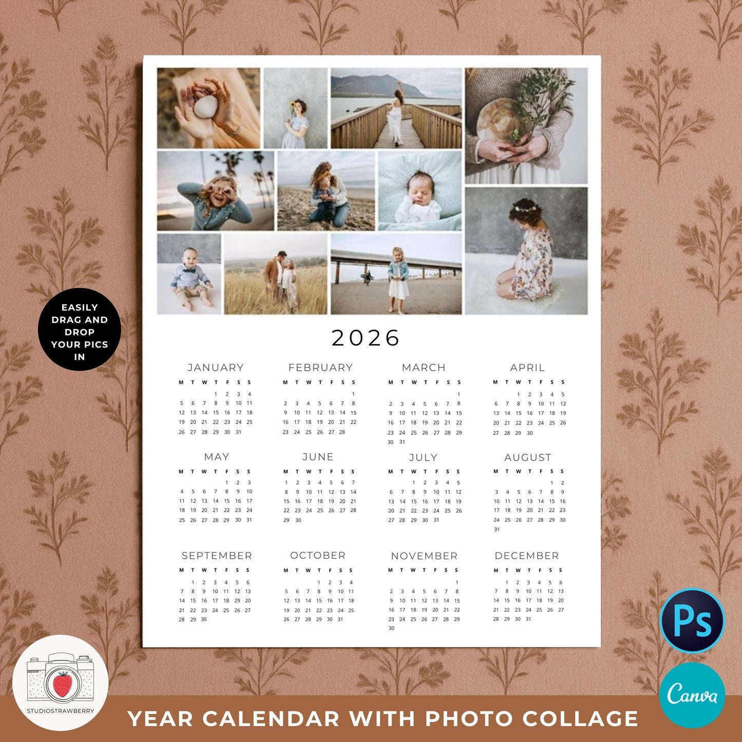 Drag and drop photo calendar printable perfect for gifting