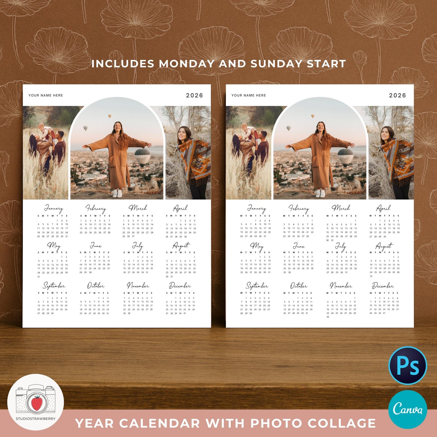 Custom 2026 photo calendar for printing or digital use