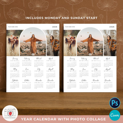 Custom 2026 photo calendar for printing or digital use