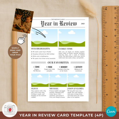 Photo collage Christmas newsletter template featuring favorite moments.