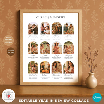 Watercolor pine wreath Christmas card framing a family photo.