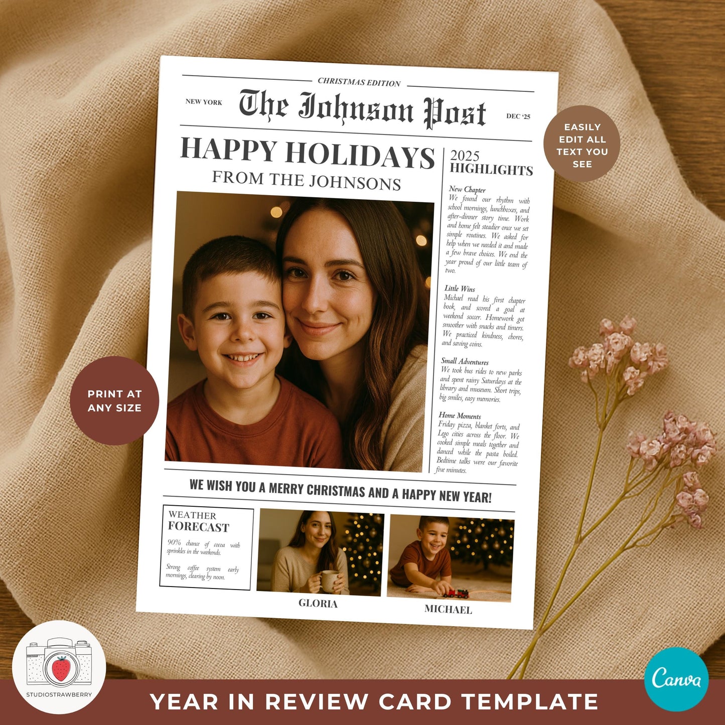 Newspaper Christmas Card Template