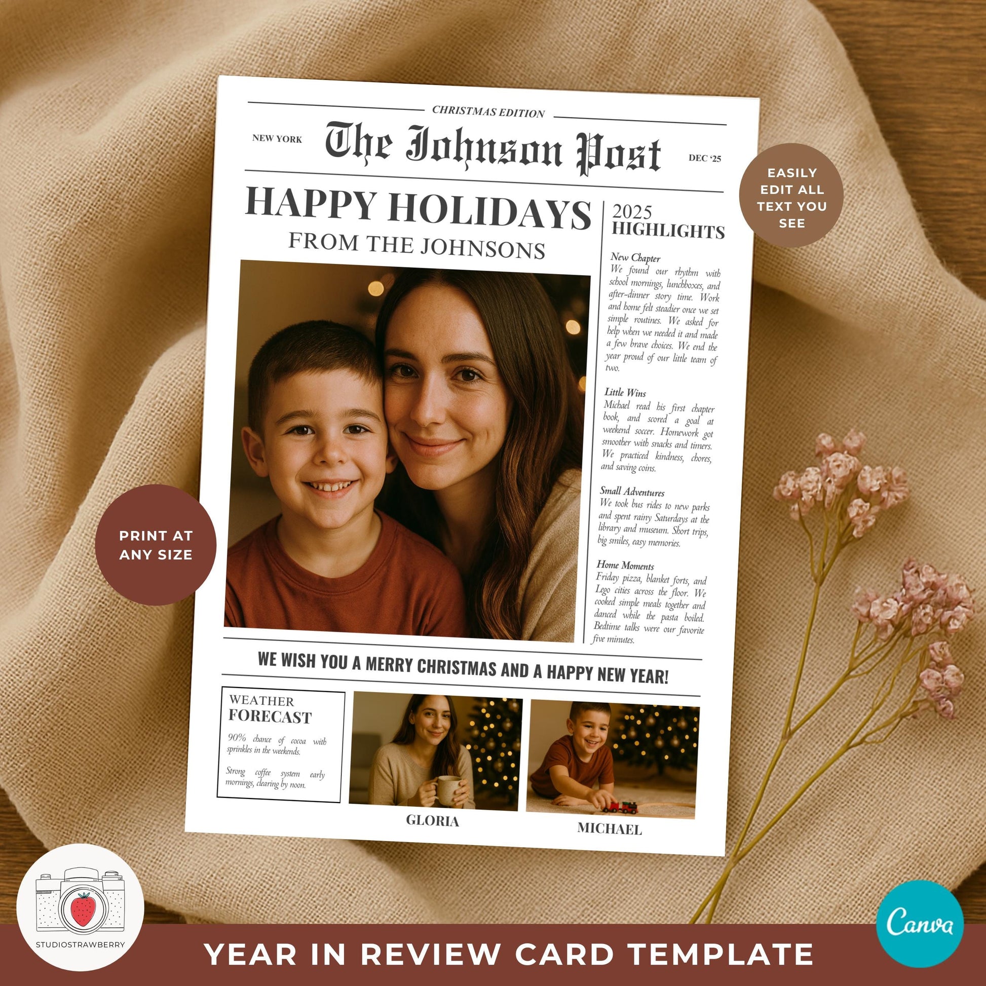 Newspaper Christmas Card Template