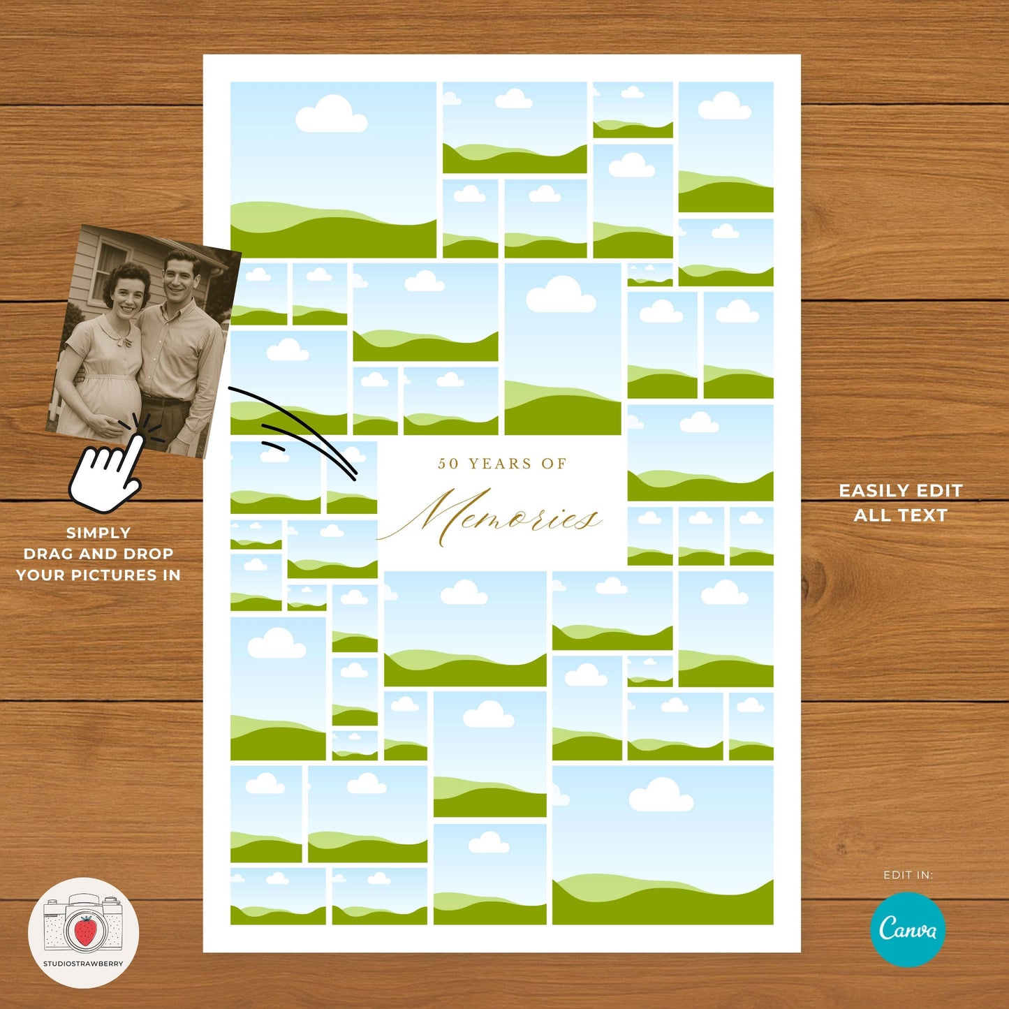 24x36 printable 50th anniversary welcome sign ready for foam board and easel.