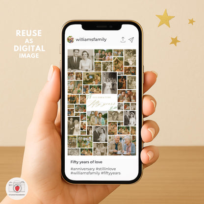 24x36 anniversary welcome poster displayed on an easel and sized for print shops.