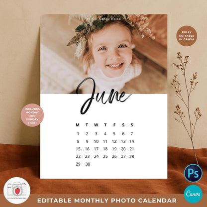 Wedding photo calendar gift template perfect for newlyweds or anniversaries.