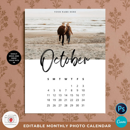 Monday start photo calendar template option for European planners.