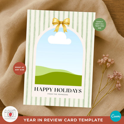 Happy Holidays photo card template with modern minimal design.