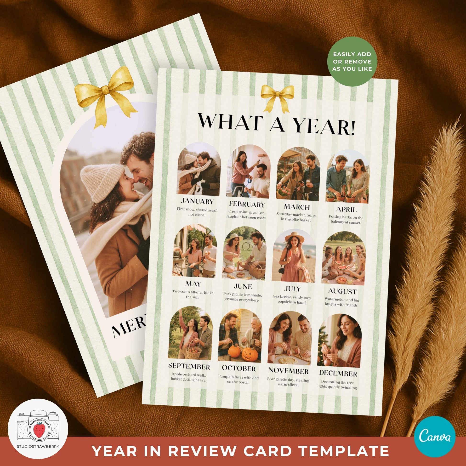 Editable holiday photo card template for families designed in Canva.