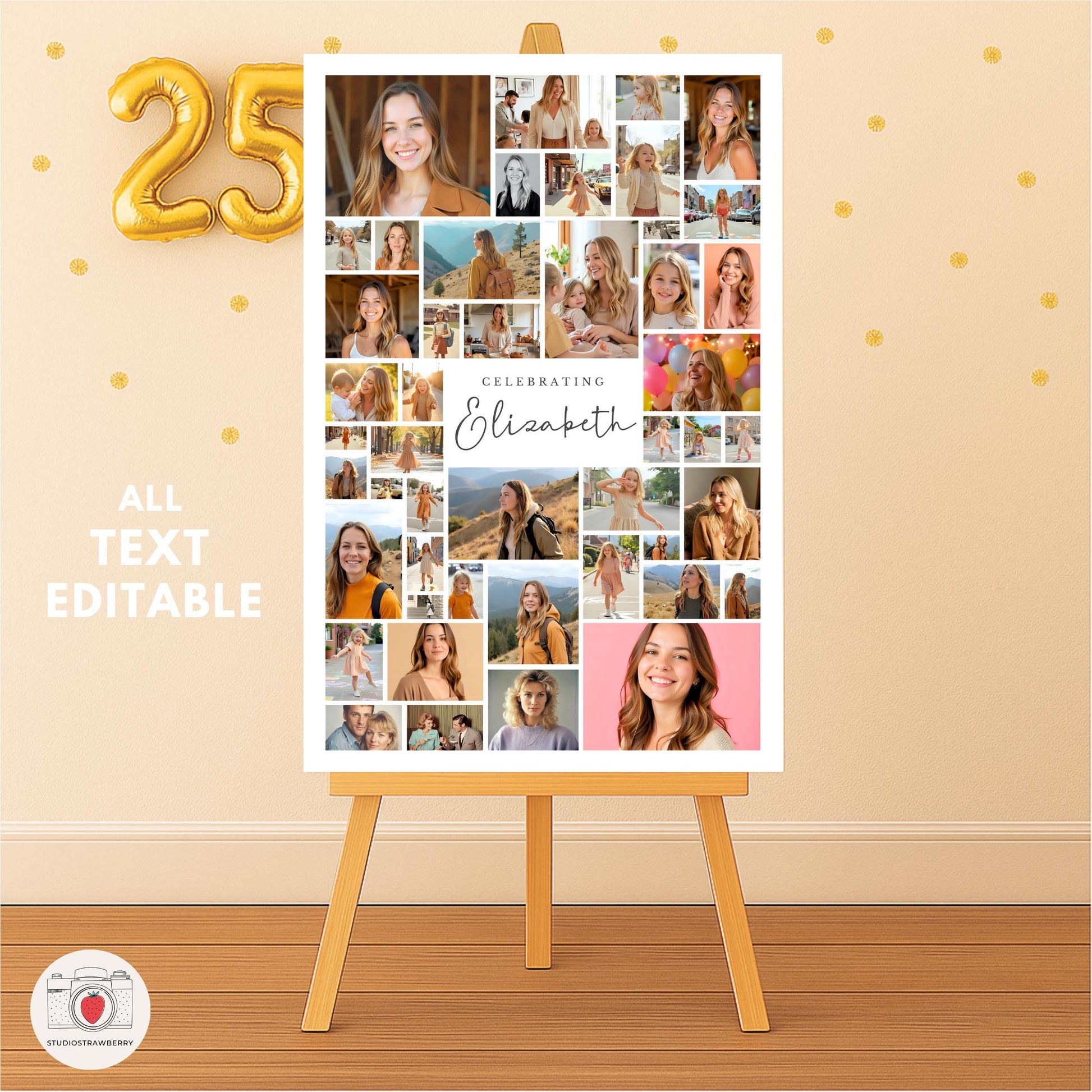 modern 25th birthday welcome sign for women with minimalist design