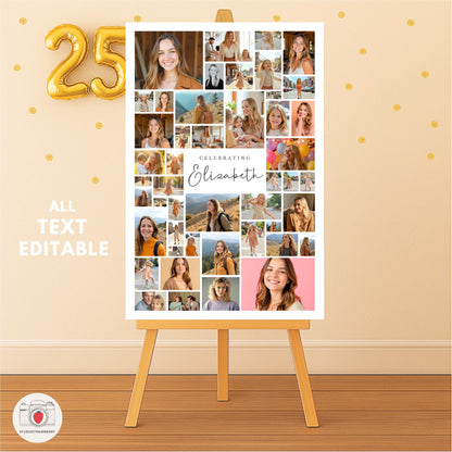modern 25th birthday welcome sign for women with minimalist design