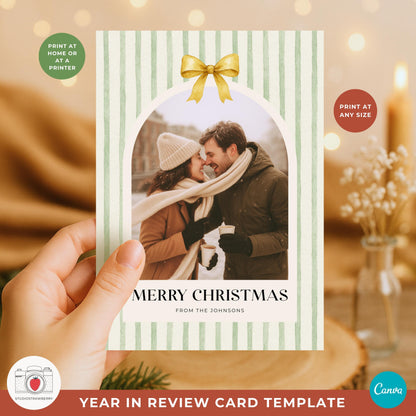 Printable Christmas photo card with cozy winter couple photo.