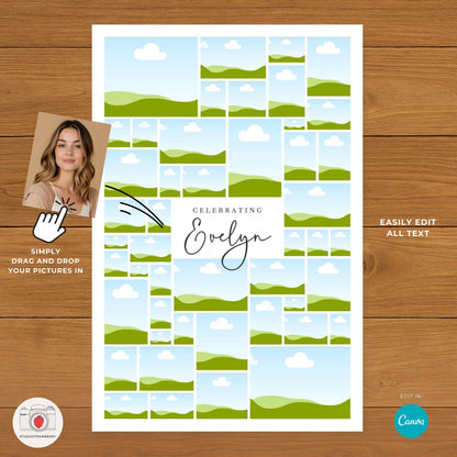 Printable welcome board for a 21st birthday party with editable name and date.