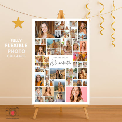 Number photo sign for a 21st birthday celebration with custom images.