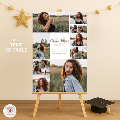 High school senior party welcome sign in a clean modern style with custom name and class year.