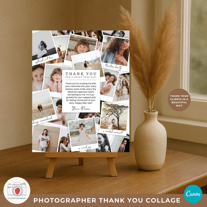 Photographer new year thank you photo card for sending a warm end of year message to clients.