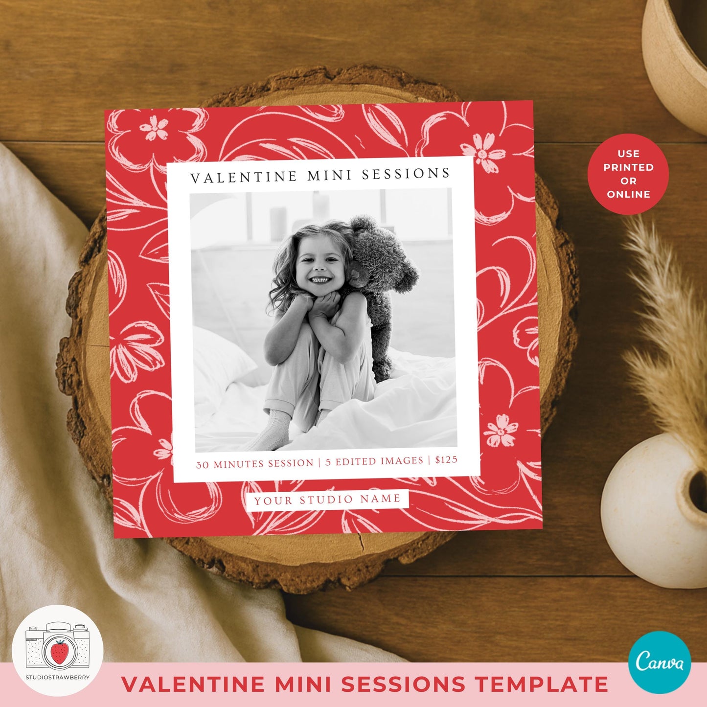 Valentine mini sessions marketing template for photography businesses