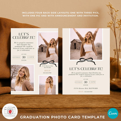 editable graduation photo card template created in Canva