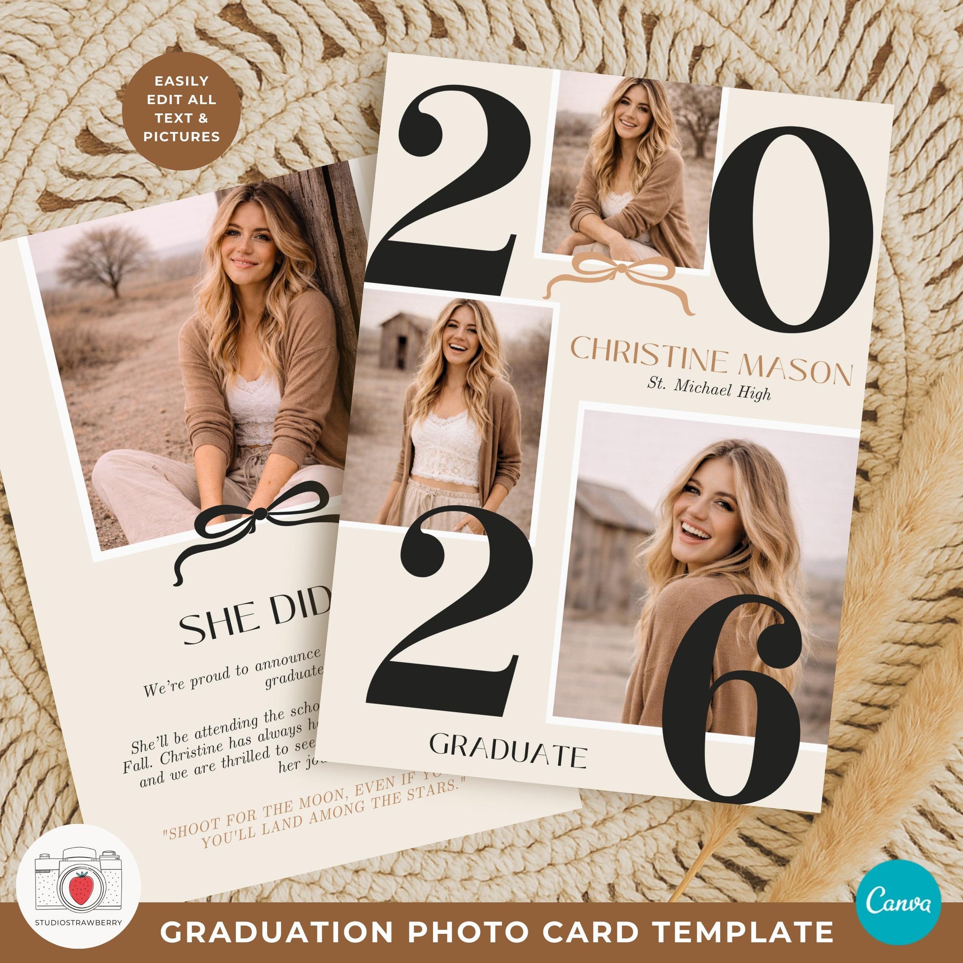 printable graduation announcement card for high school graduates