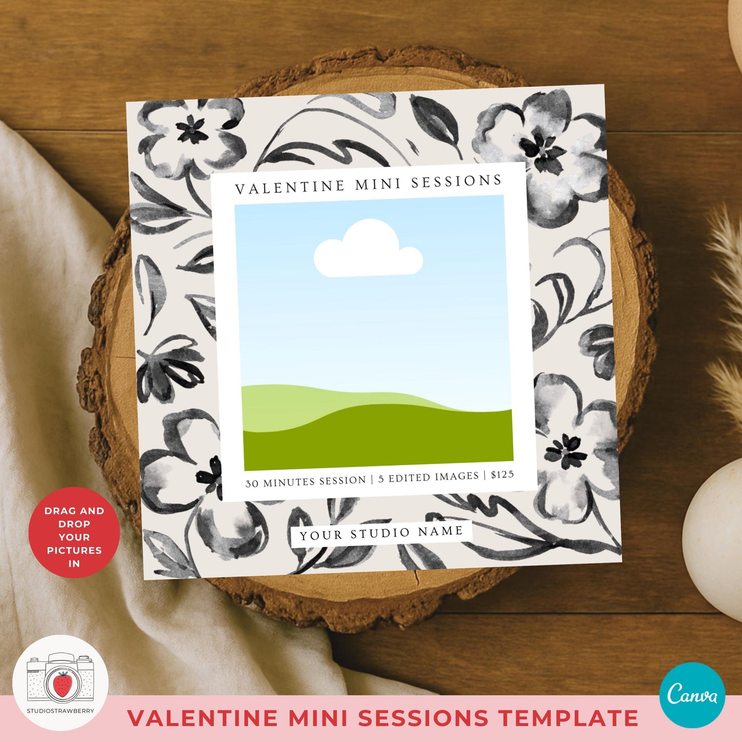 Elegant valentine minis canva design for studios