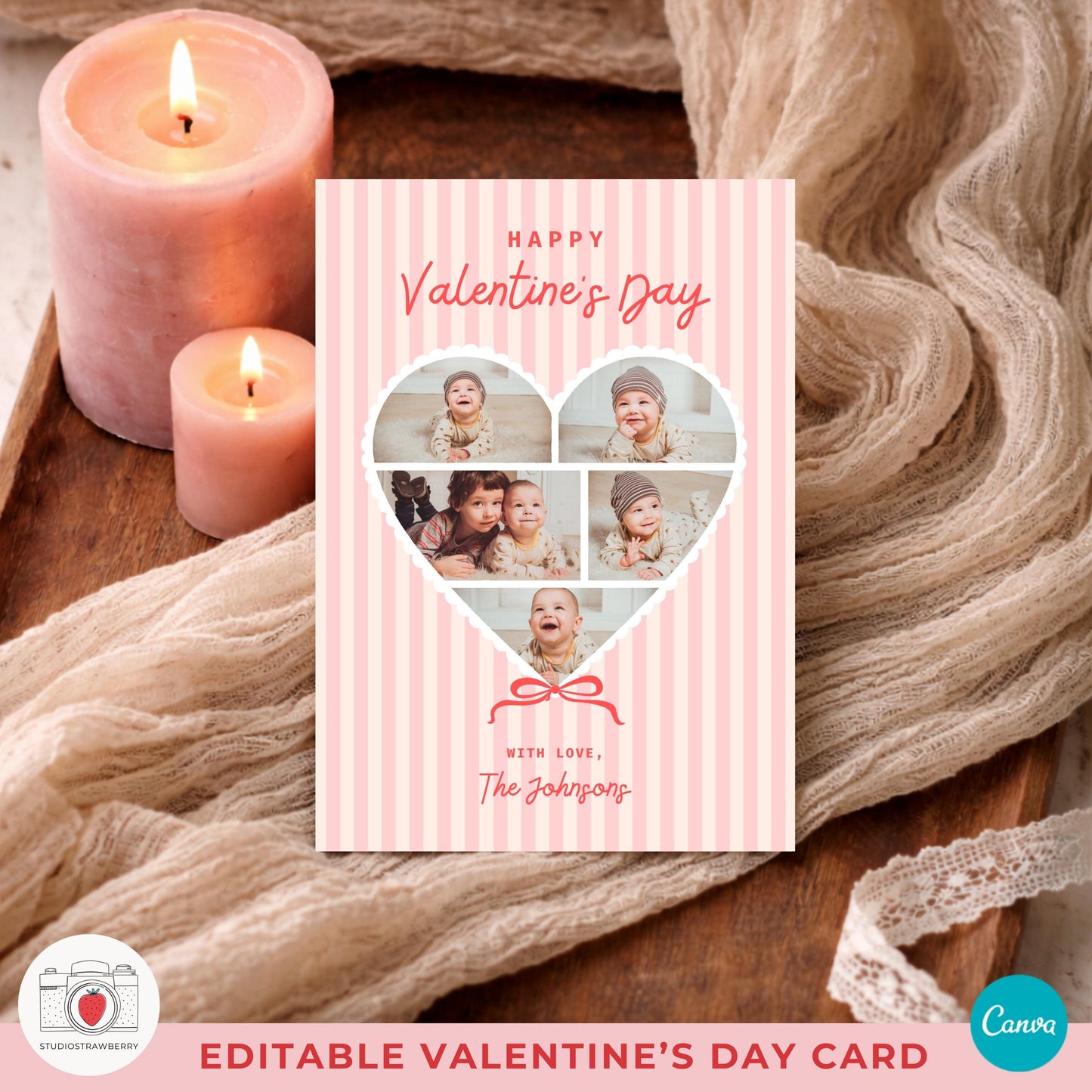 Printable valentine postcard template sized for easy home or professional printing