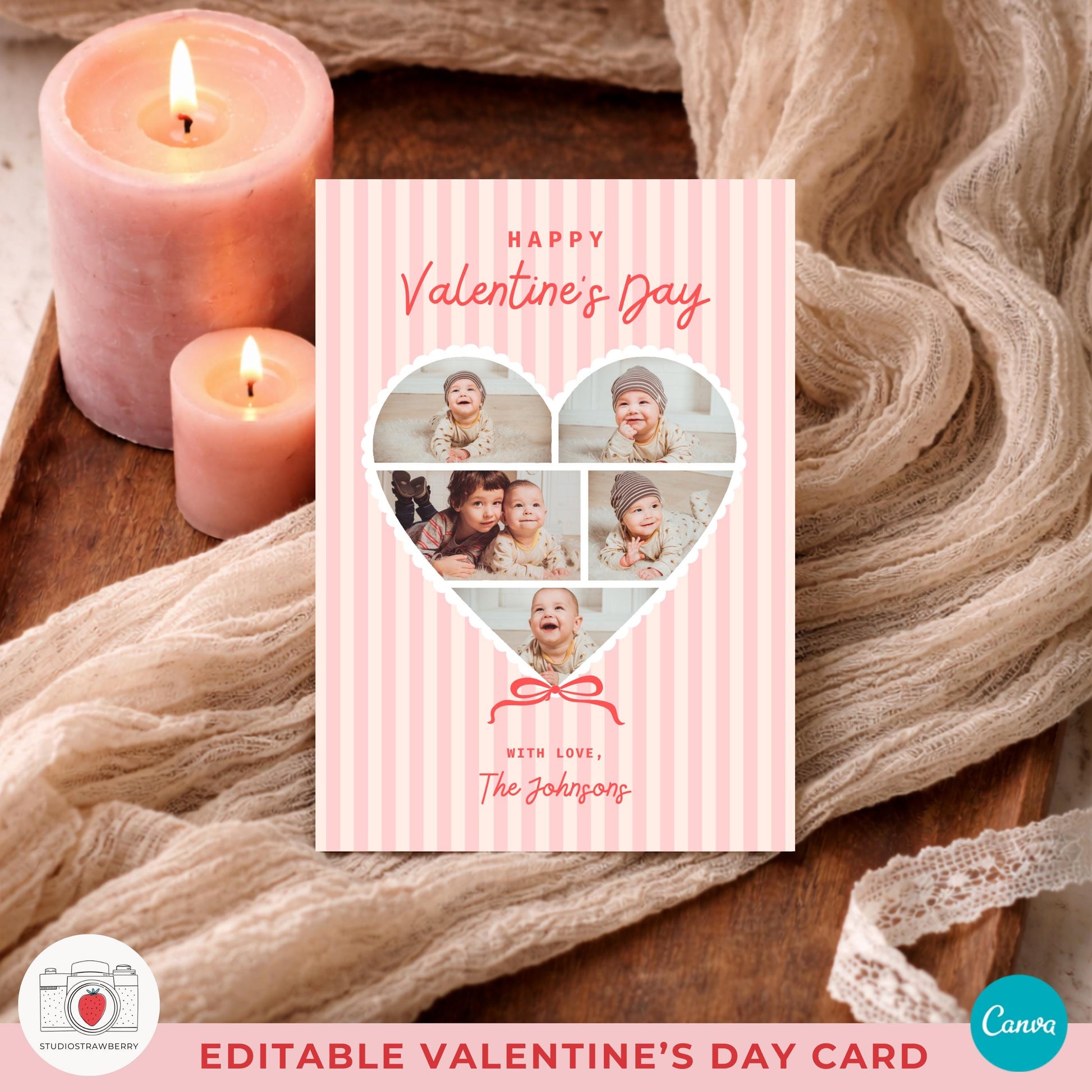 Printable valentine postcard template sized for easy home or professional printing