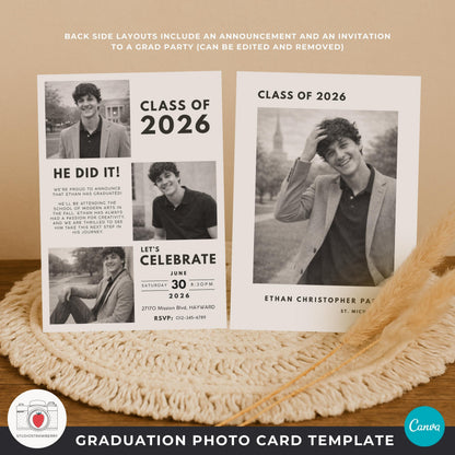 Graduation party invitation template with photo grid