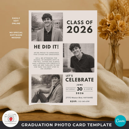 Masculine graduation announcement design for boys
