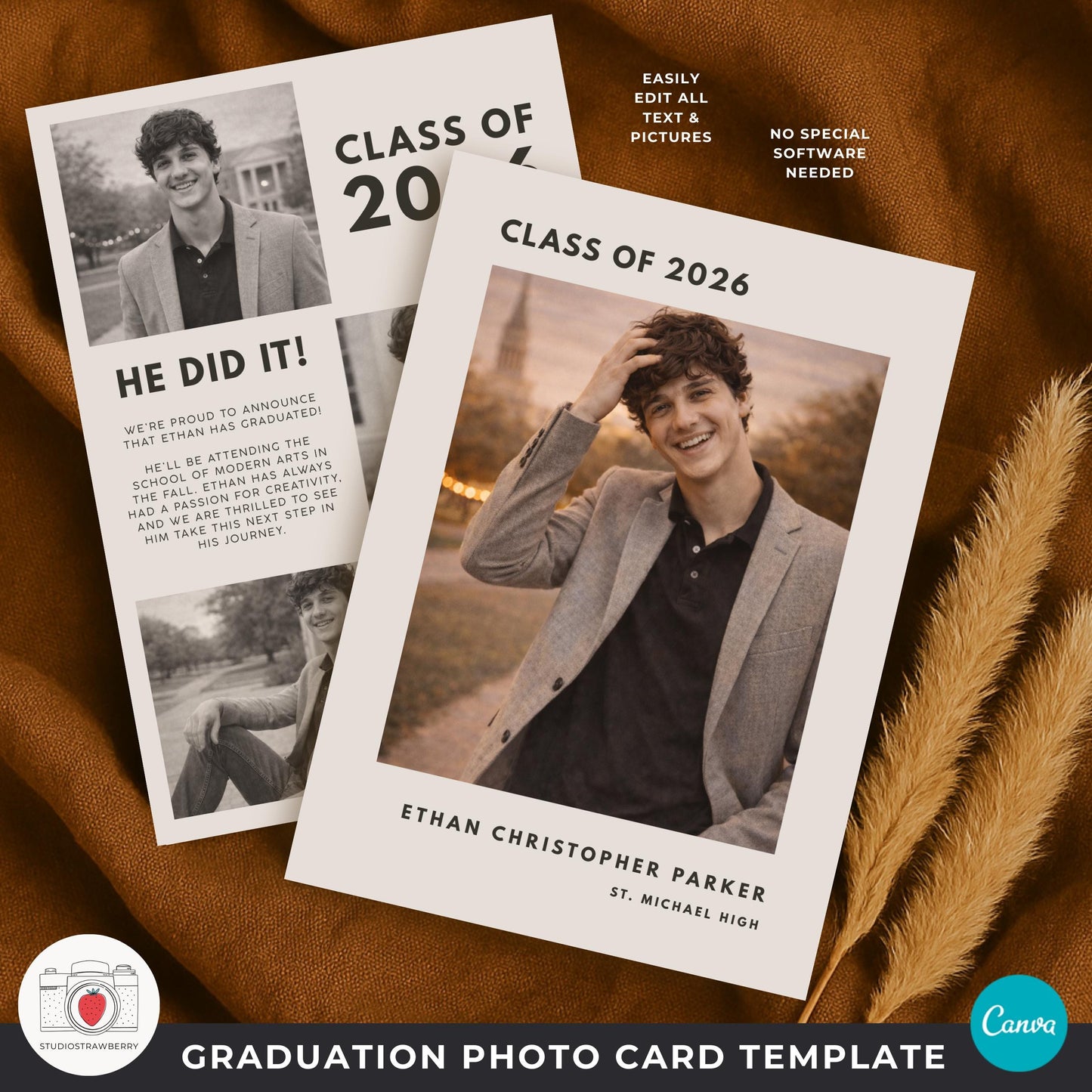 Graduation invitation with photos for high school seniors