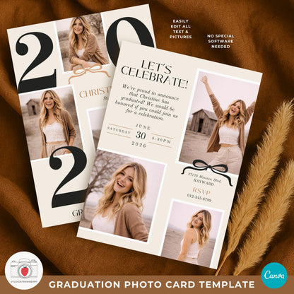 graduation party invitation card designed for easy Canva editing