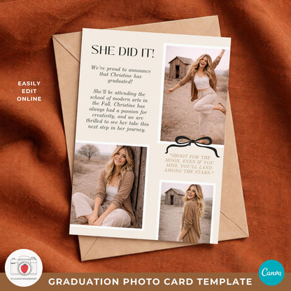 modern graduation photo collage card with clean layout