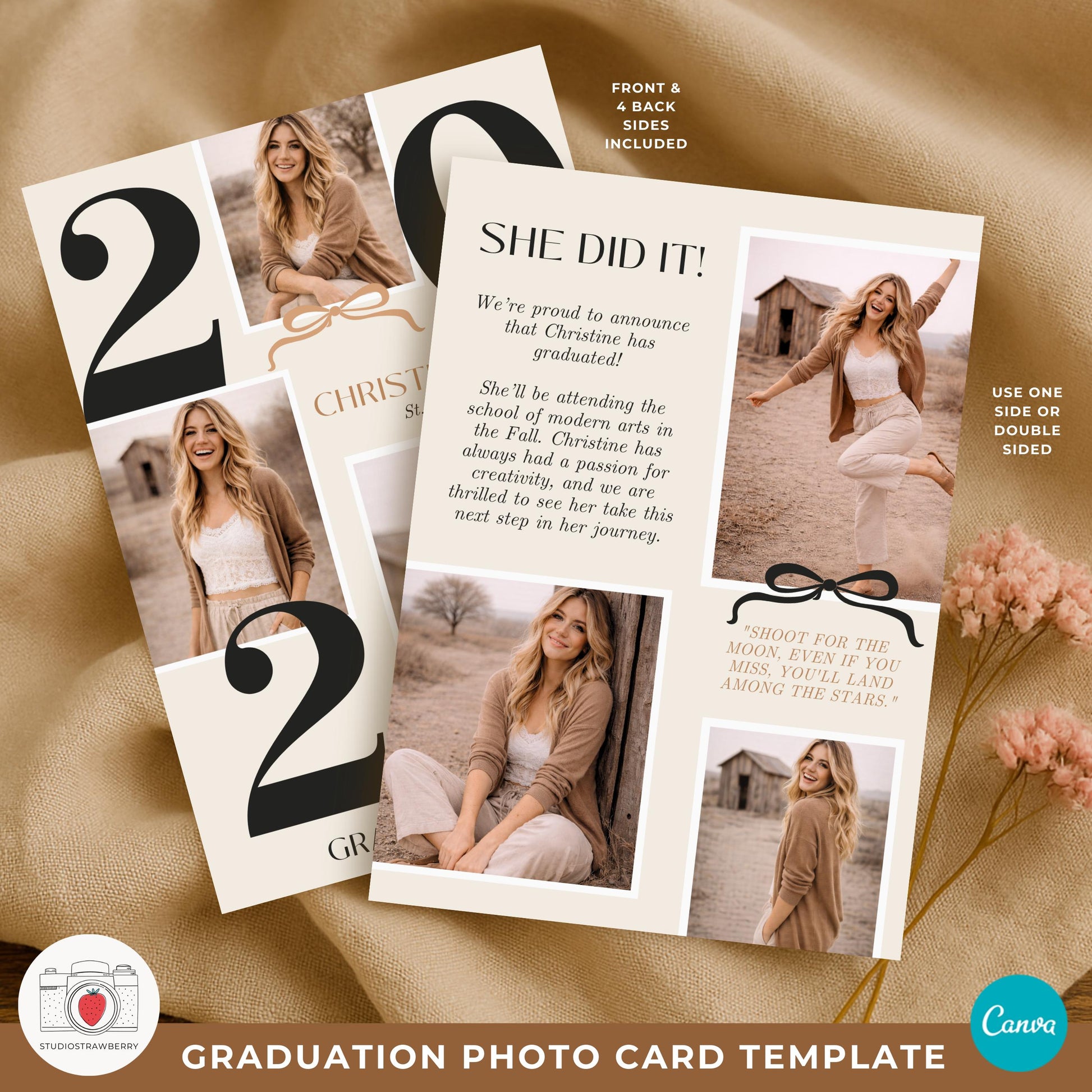 graduation photo card formatted for reuse on social media
