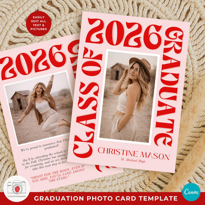 College graduation announcement photo card with statement lettering