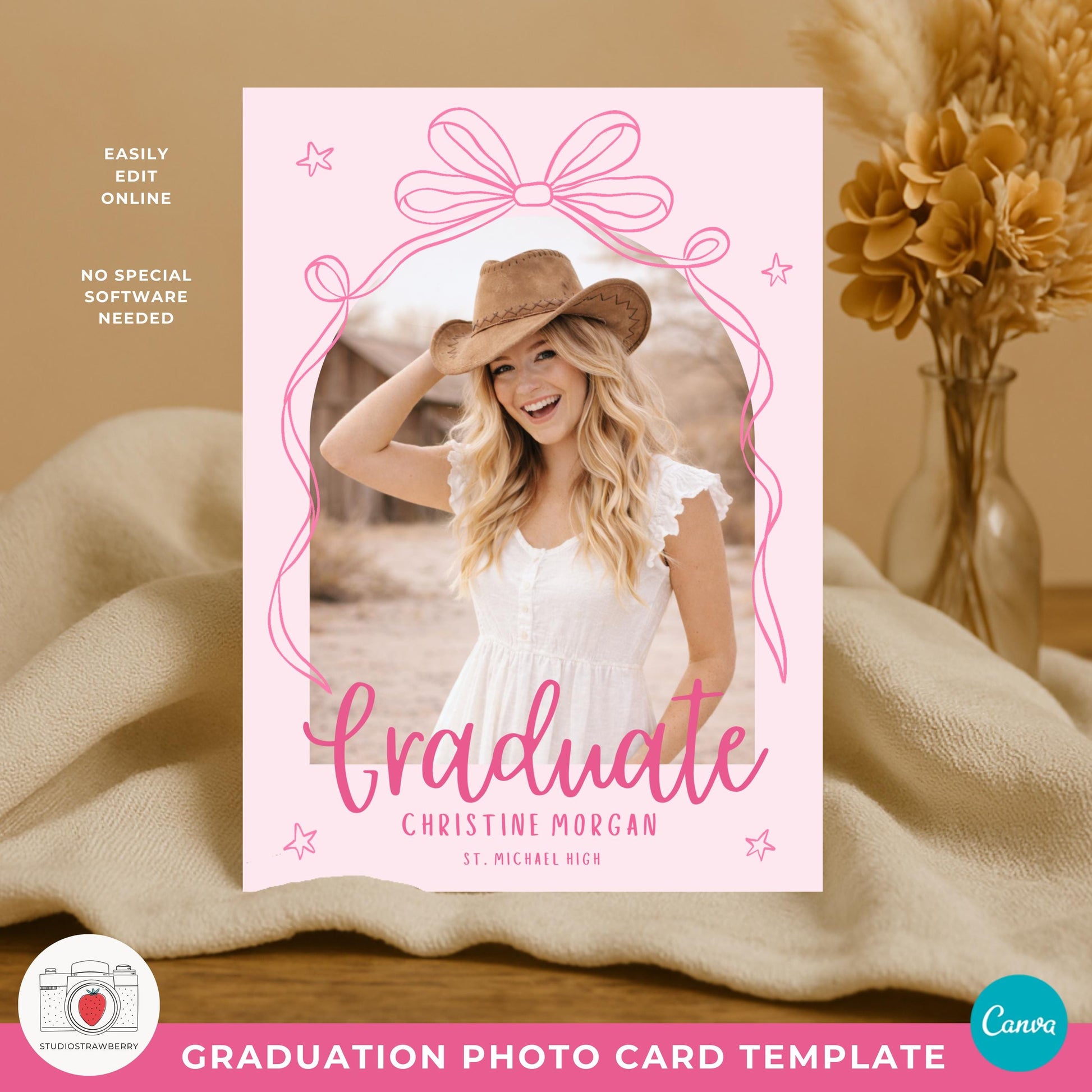Girl graduation party invite with multiple photo layout