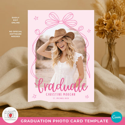 Girl graduation party invite with multiple photo layout