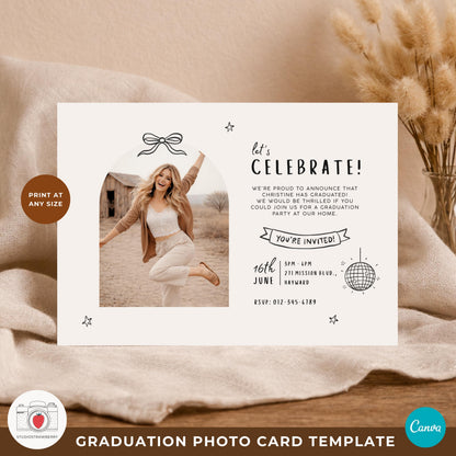 Graduation announcement and invitation set in one Canva template