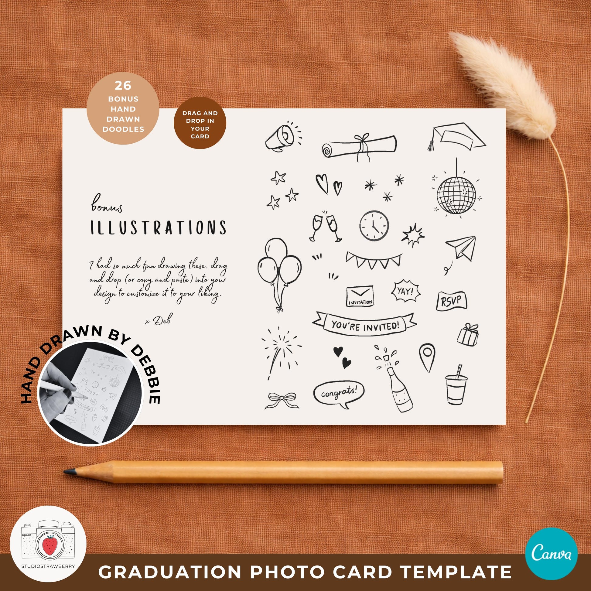 Multi photo graduation card template designed for announcements and party invites