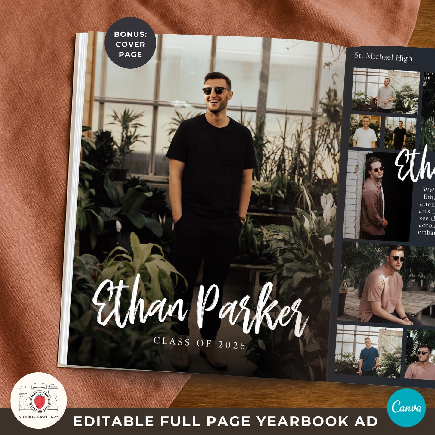 Senior yearbook ad for son with editable photo collage layout