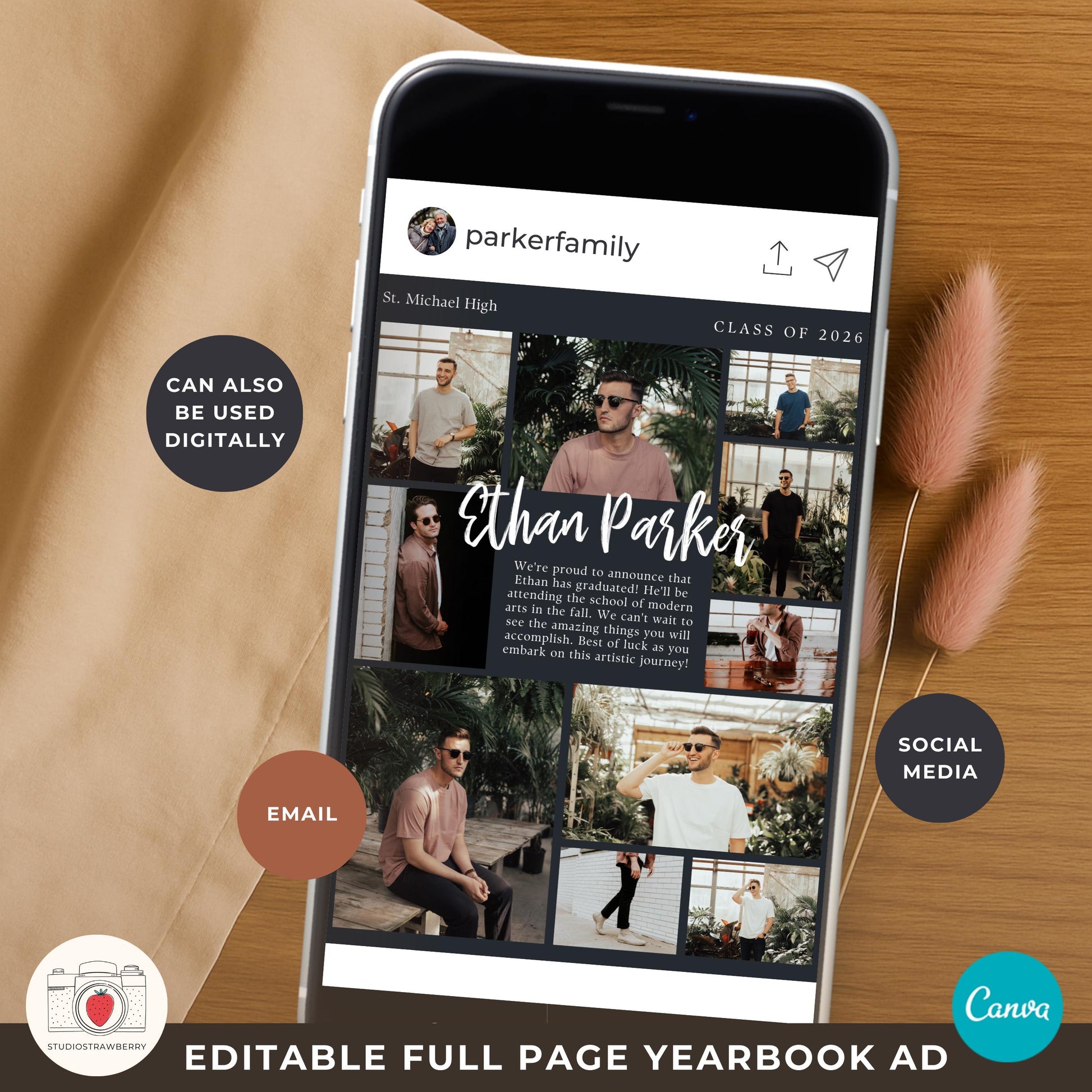 Editable yearbook ad for boys made for beginners