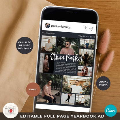 Editable yearbook ad for boys made for beginners