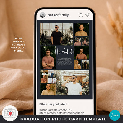 graduation party invitation with photos template designed for senior boy graduation celebrations