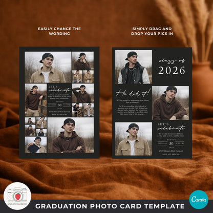 modern male senior announcement template with simple typography design