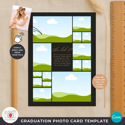 Senior graduation announcement black gold vertical numbers photo card