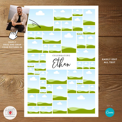 graduation party sign set of 3 with collage layout and editable text